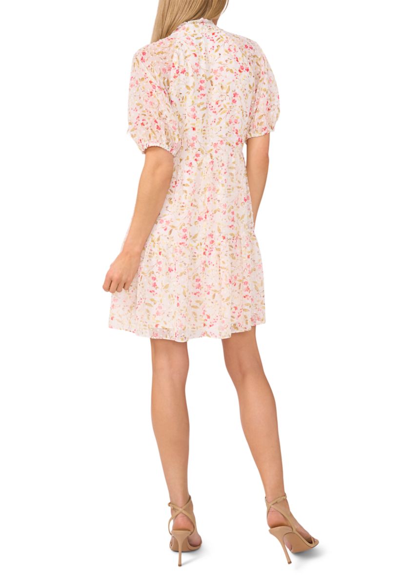 Womens Short Sleeve Floral Babydoll Tier Dress