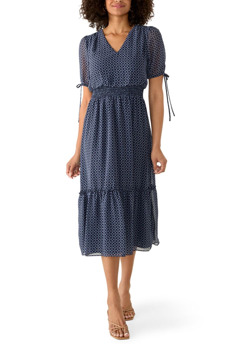 CeCe Women's V-Neck Smocked Waist Maxi Dress - Night Horizon - Size XL
