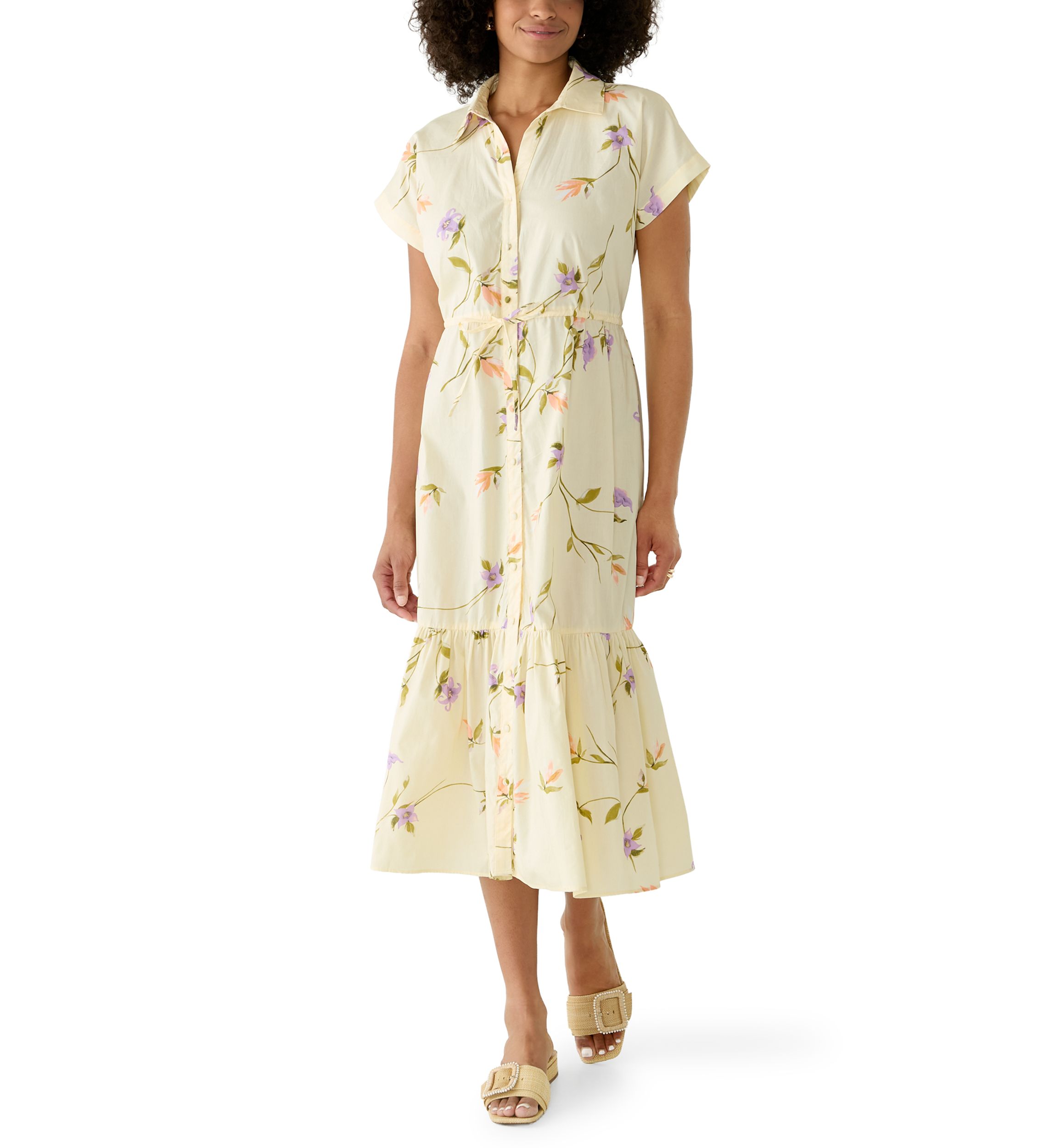 women's short sleeve dress Cruising By Blue Floral Short Sleeve Midi Dress main image 0