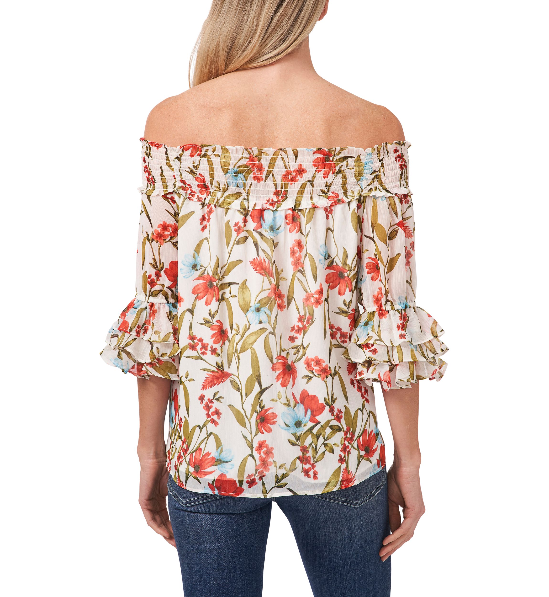 Womens 3/4 Sleeve Off the Shoulder Blouse