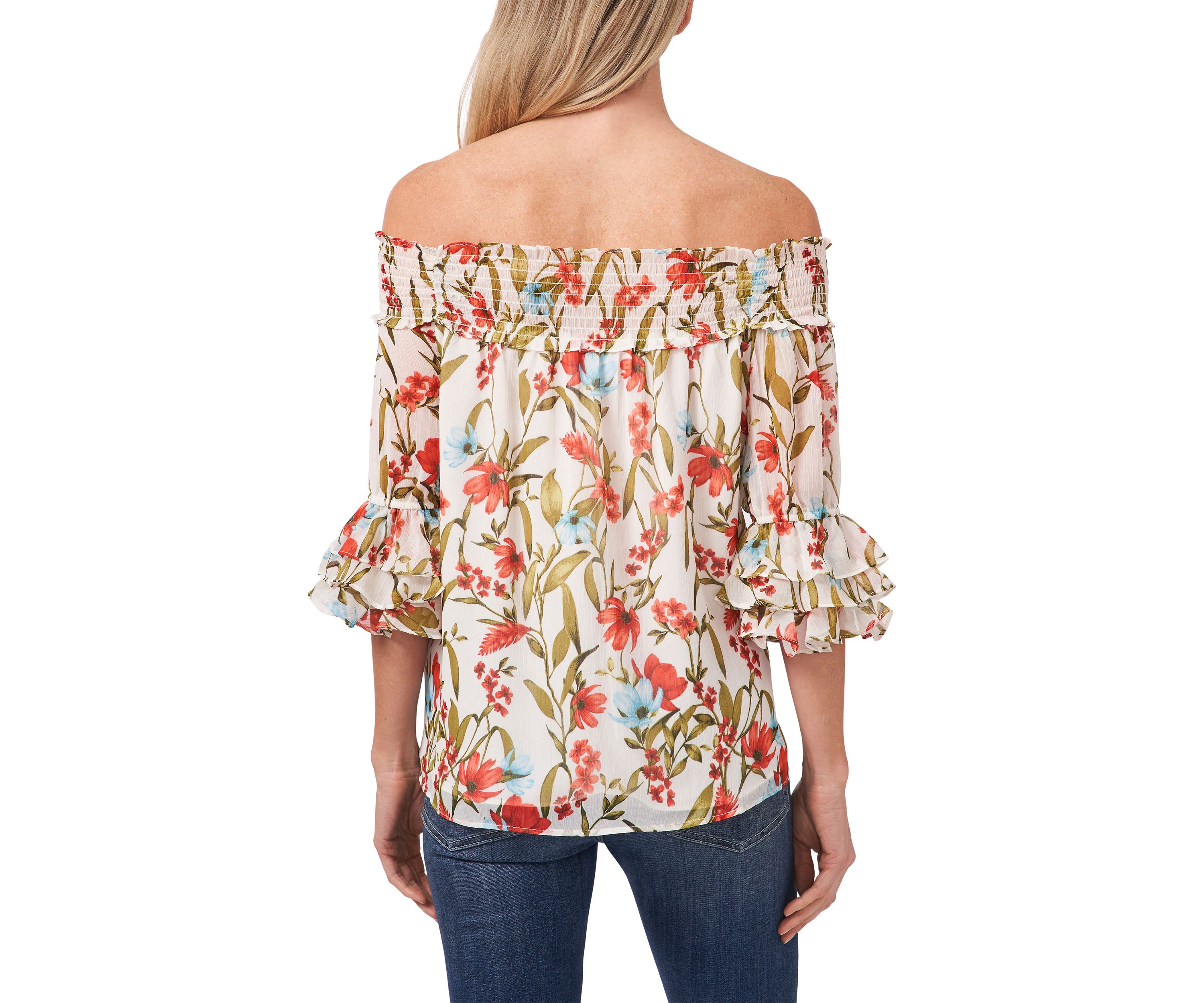 Womens 3/4 Sleeve Off the Shoulder Blouse