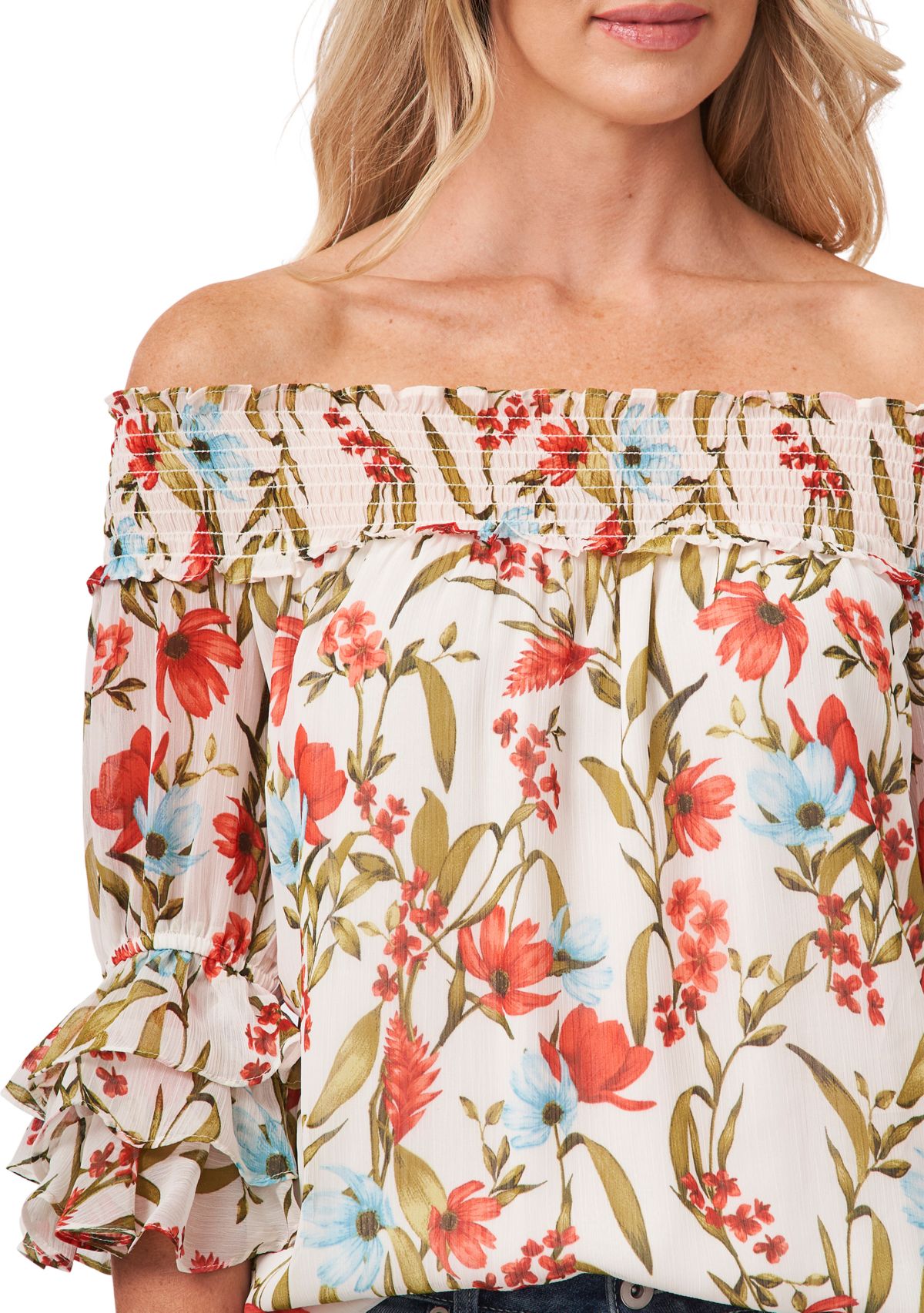 Womens 3/4 Sleeve Off the Shoulder Blouse