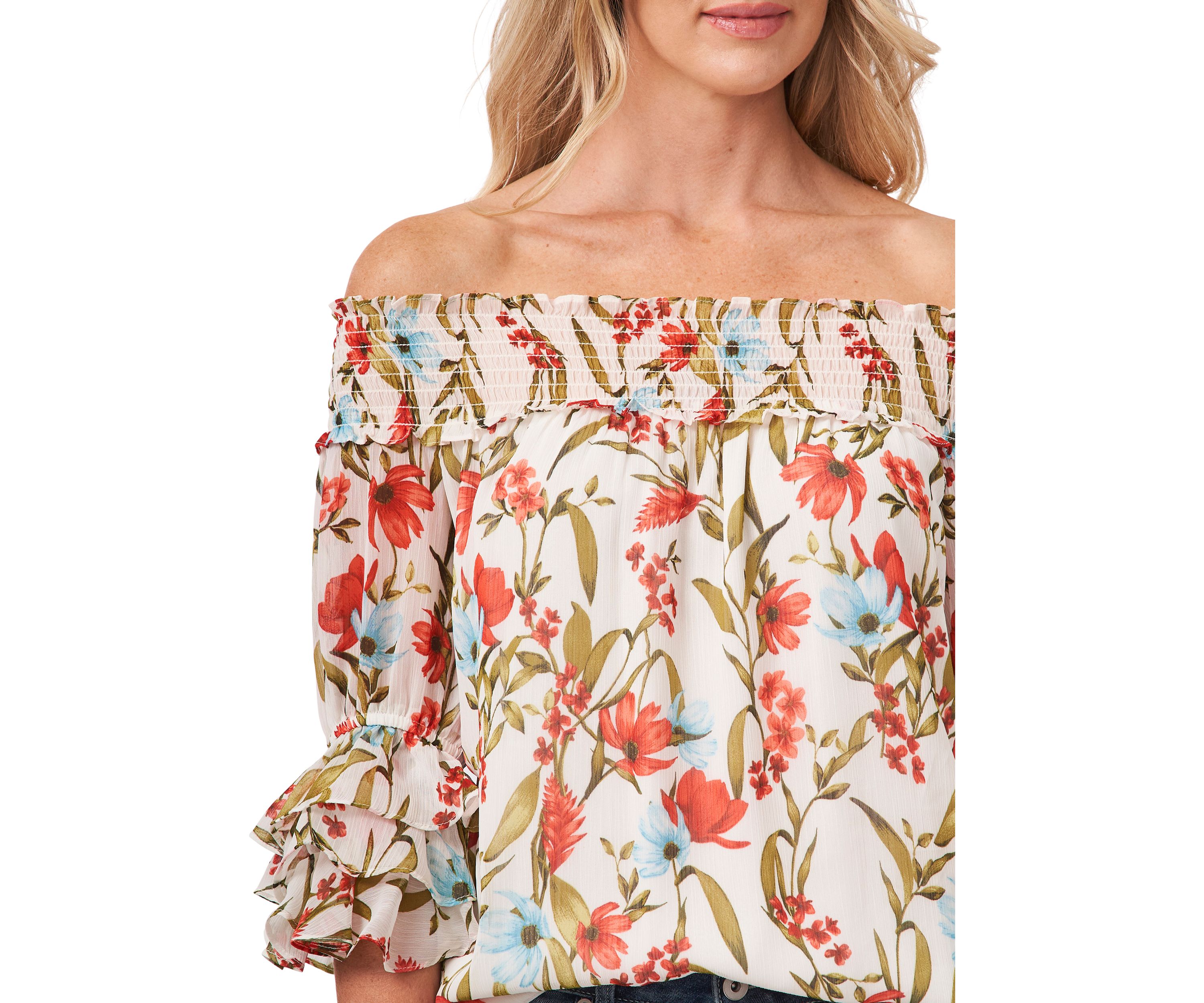 Womens 3/4 Sleeve Off the Shoulder Blouse