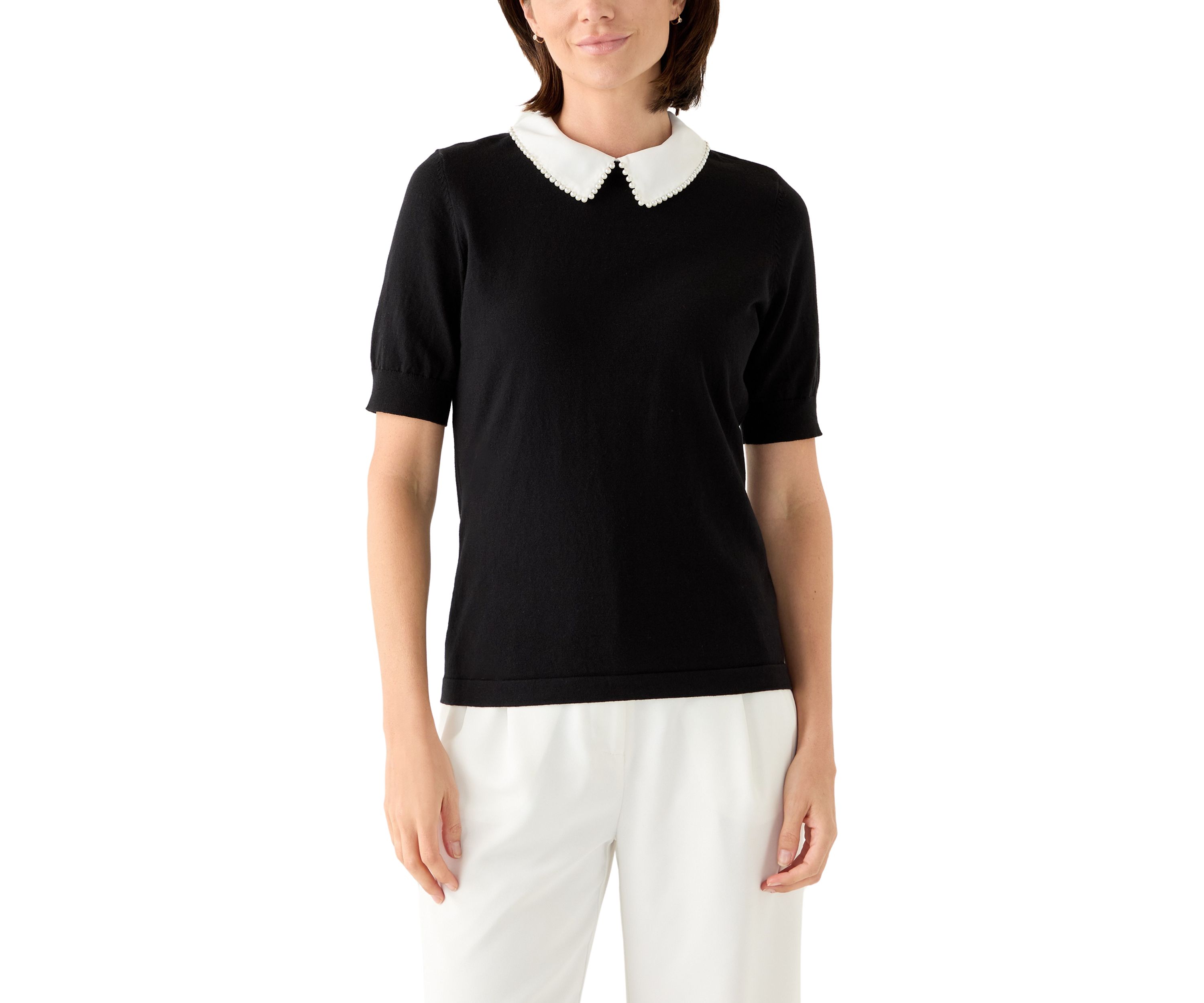Womens Mixed Media Colorblock Fine Gauge Sweater