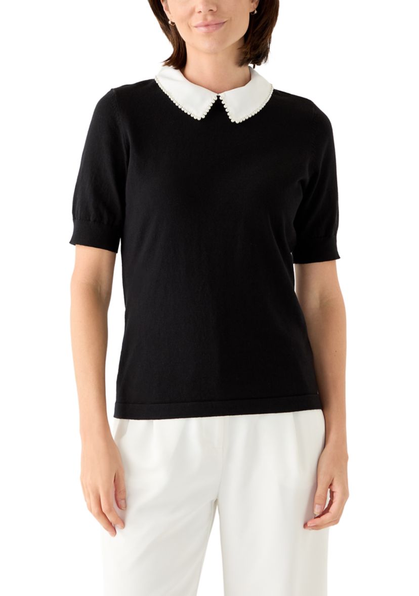 Womens Mixed Media Colorblock Fine Gauge Sweater