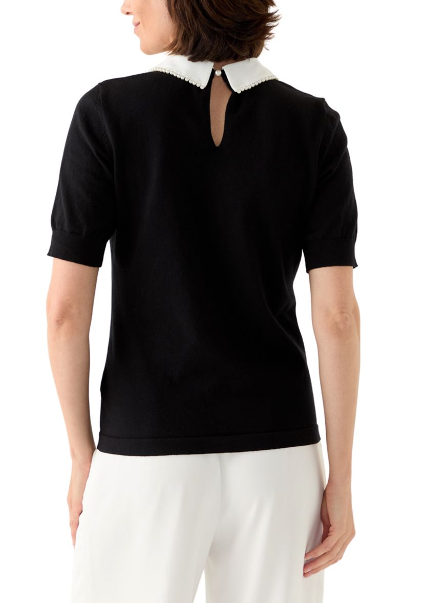 Womens Mixed Media Colorblock Fine Gauge Sweater