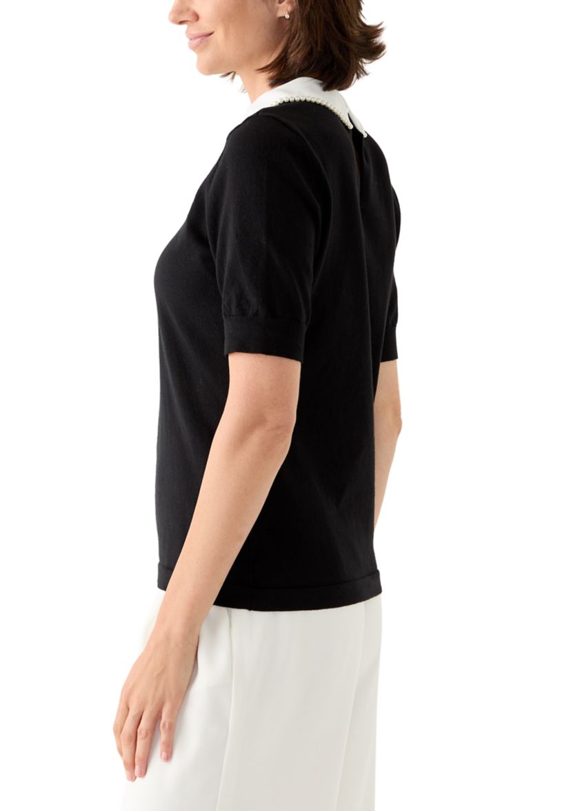Womens Mixed Media Colorblock Fine Gauge Sweater
