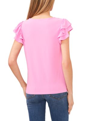 Women's Double Ruffle Knit Top