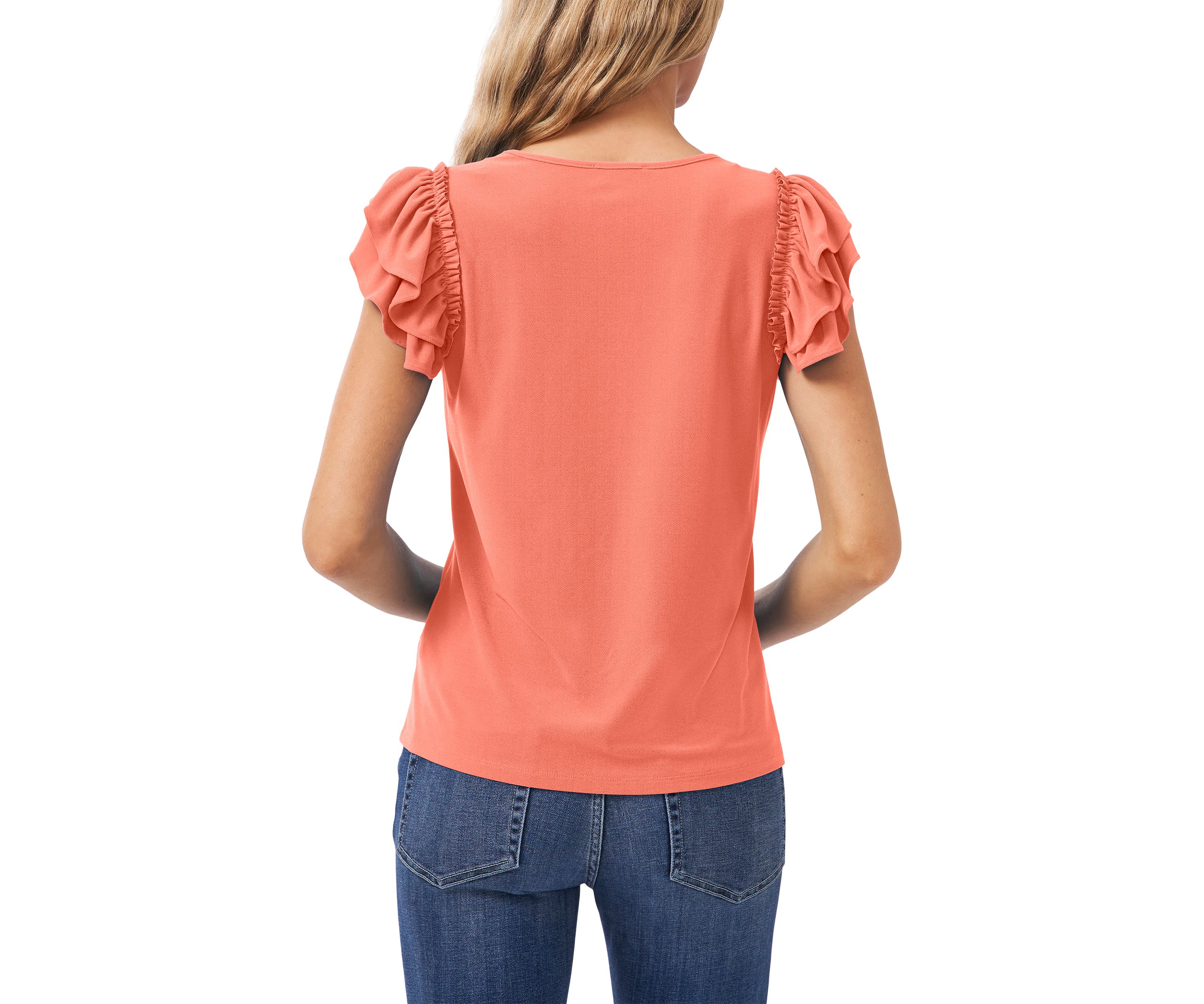 Womens Double Ruffle Knit Top