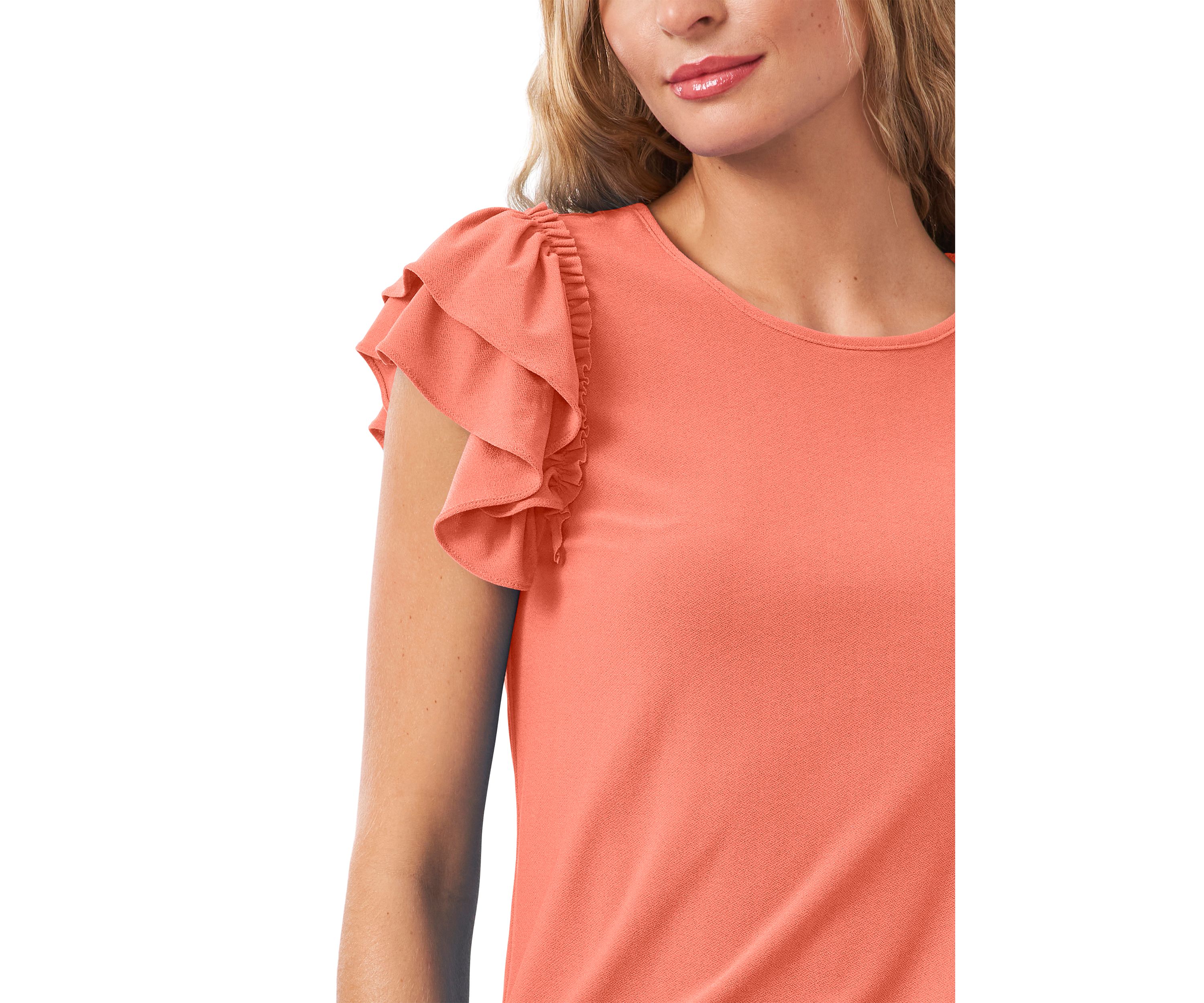 Womens Double Ruffle Knit Top
