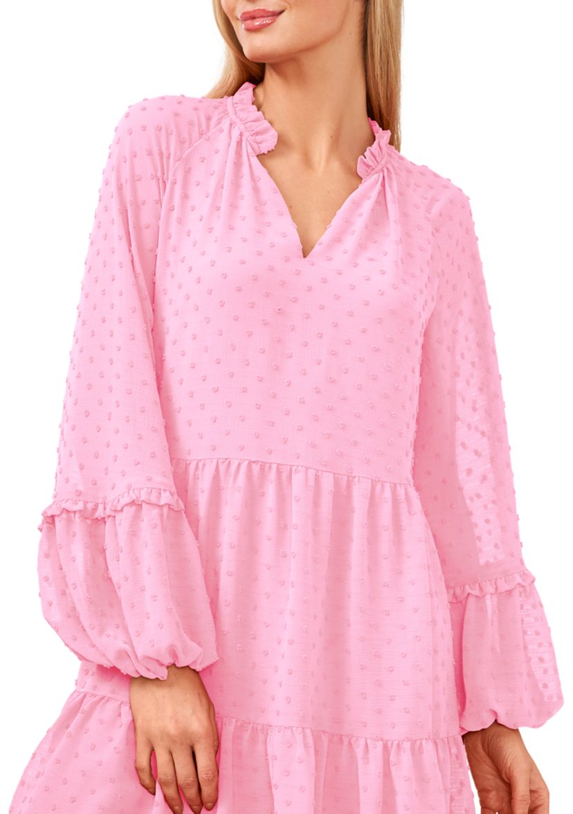 Womens Clip Dot Babydoll Dress