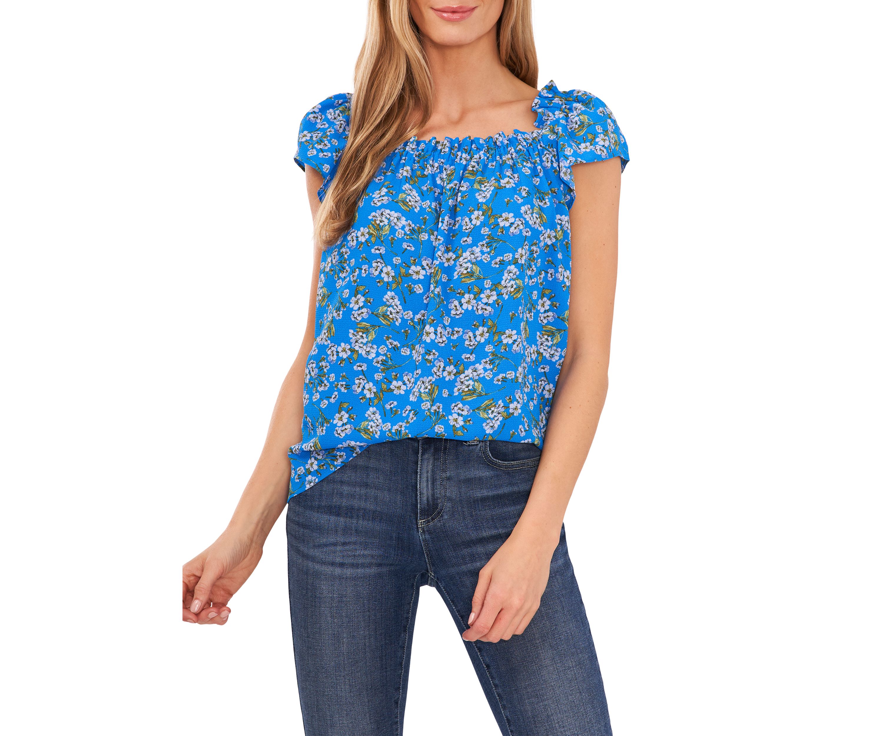 Womens Printed Square Neck Blouse