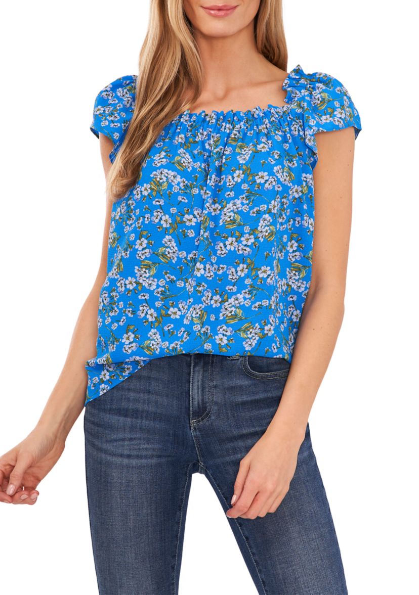 Womens Printed Square Neck Blouse