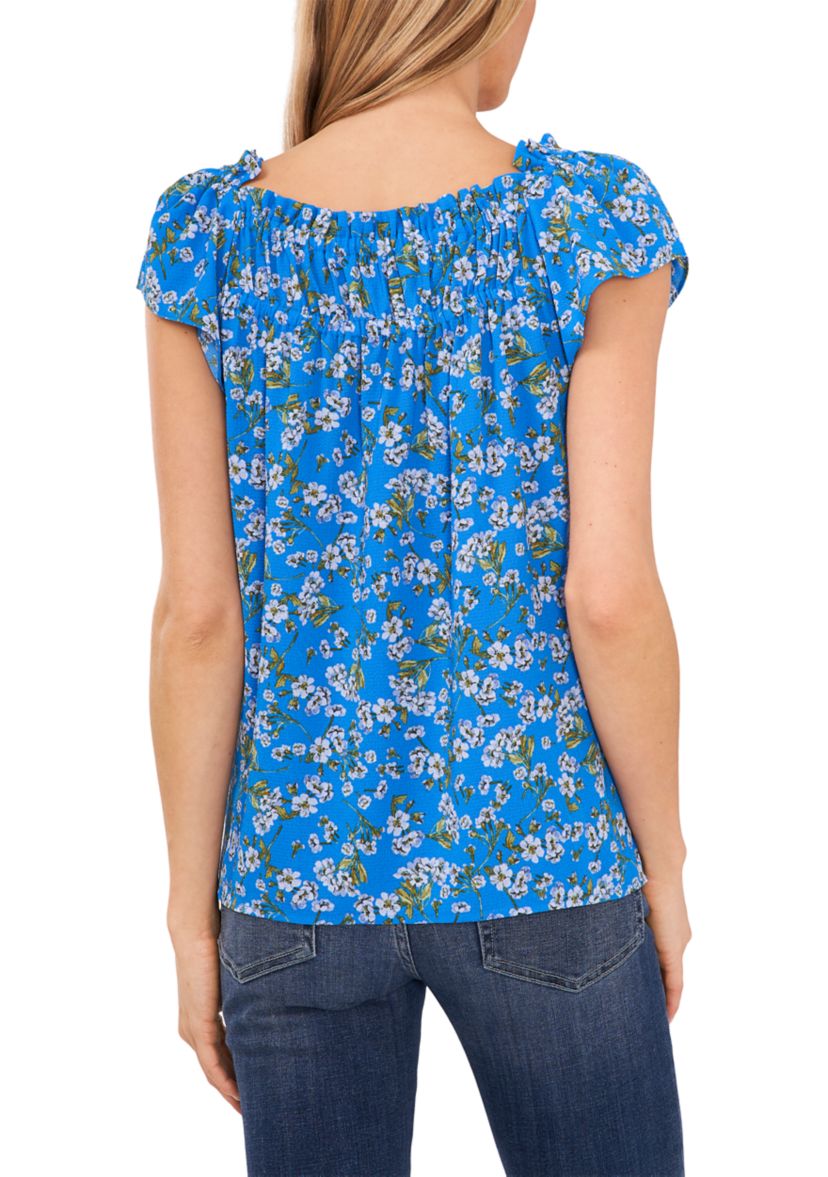 Womens Printed Square Neck Blouse