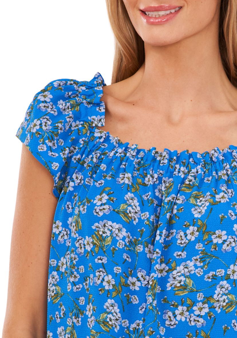 Womens Printed Square Neck Blouse