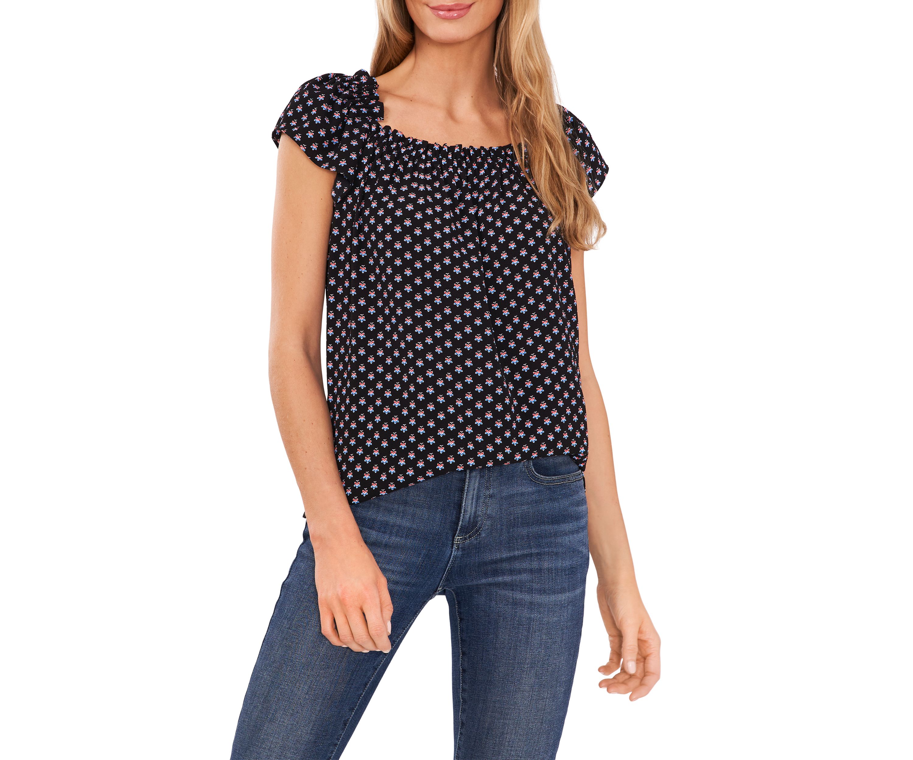 Womens Printed Square Neck Blouse