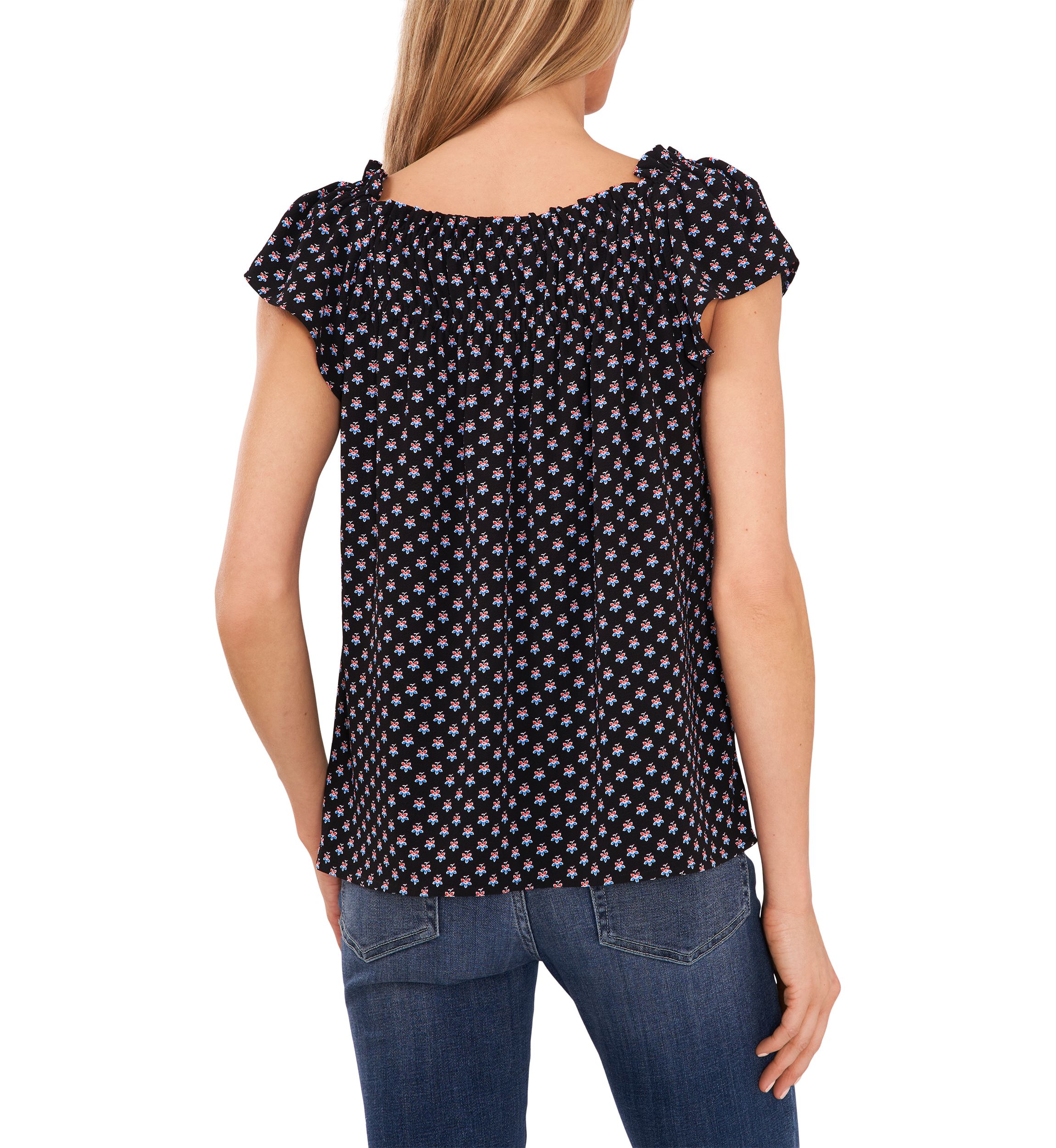 Womens Printed Square Neck Blouse