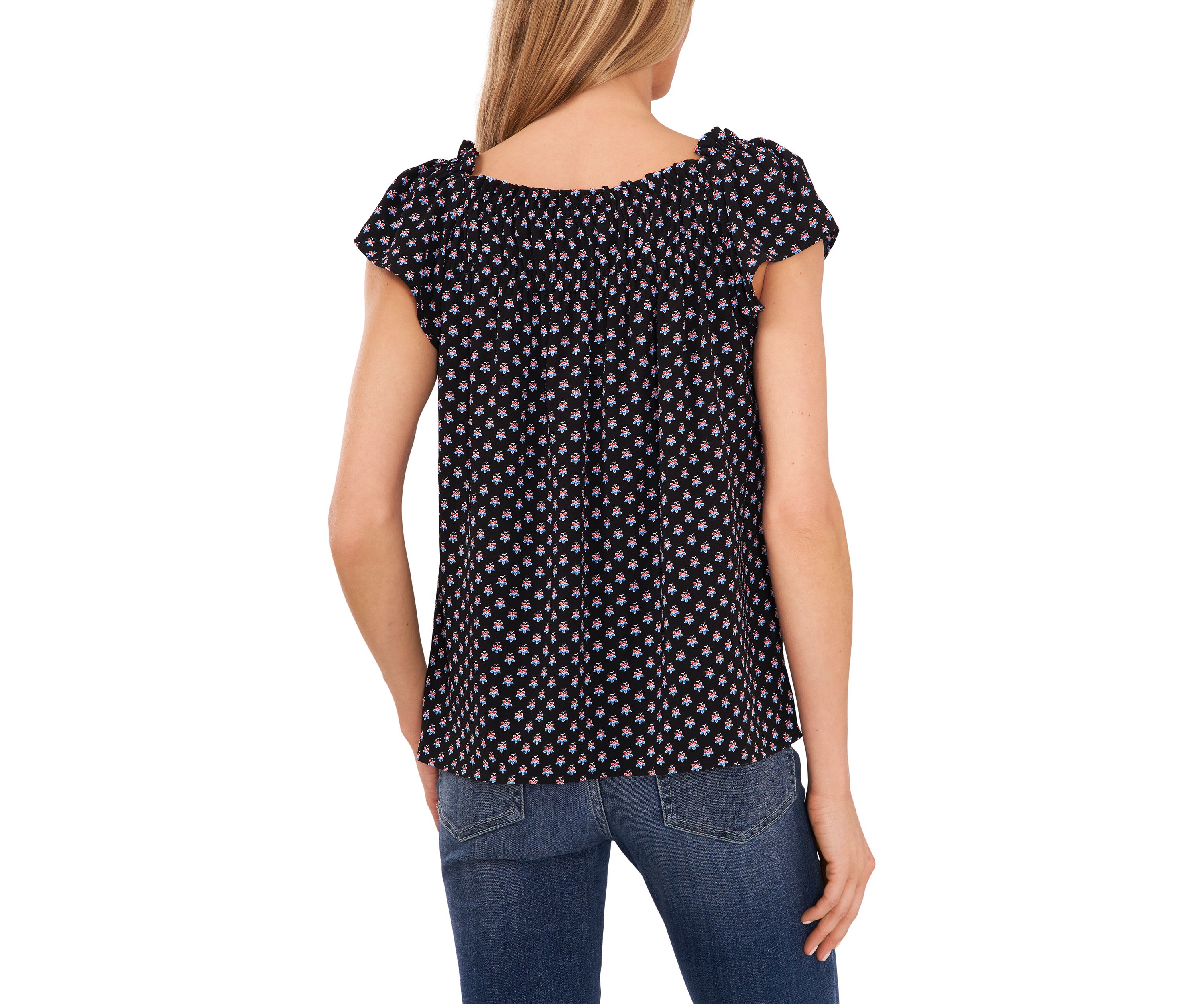 Womens Printed Square Neck Blouse