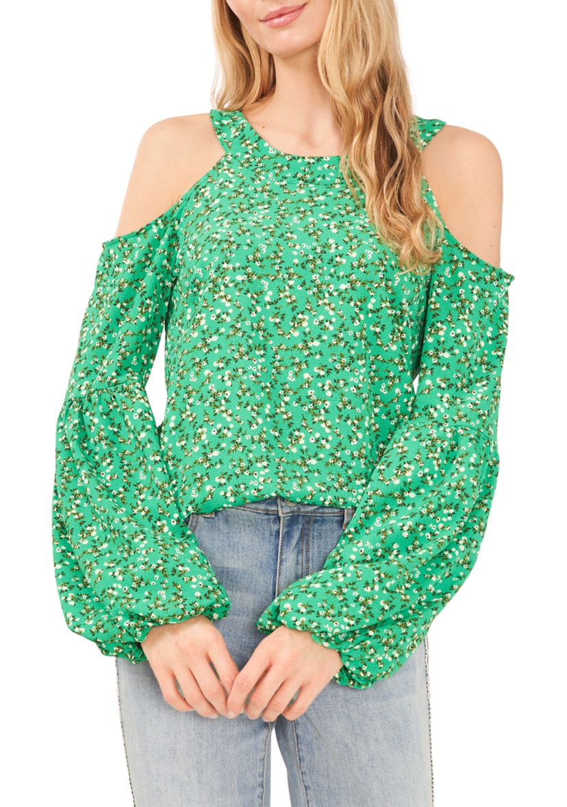Womens Long Sleeve Cold Shoulder Blouse
