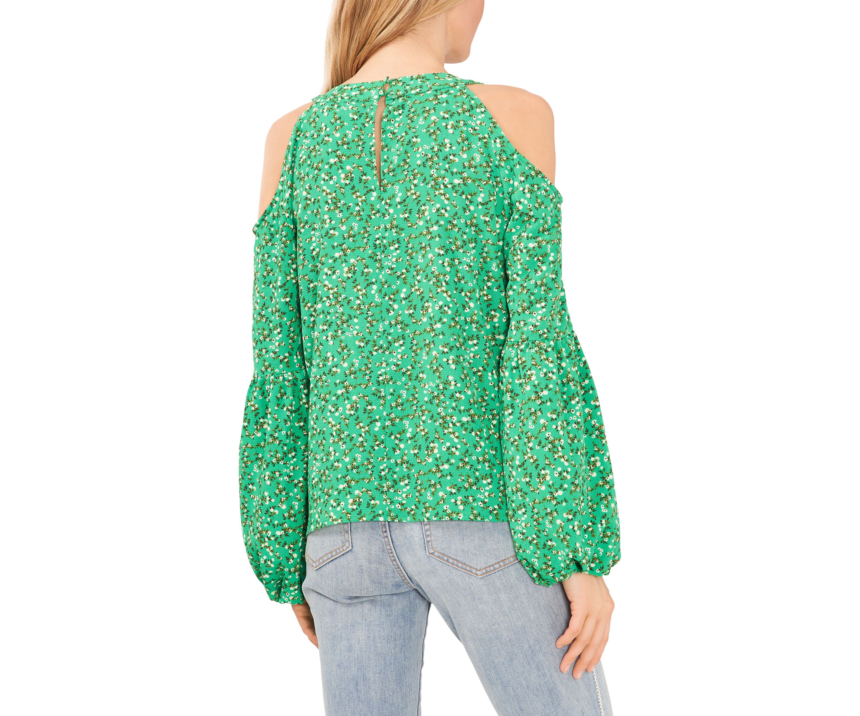 Womens Long Sleeve Cold Shoulder Blouse