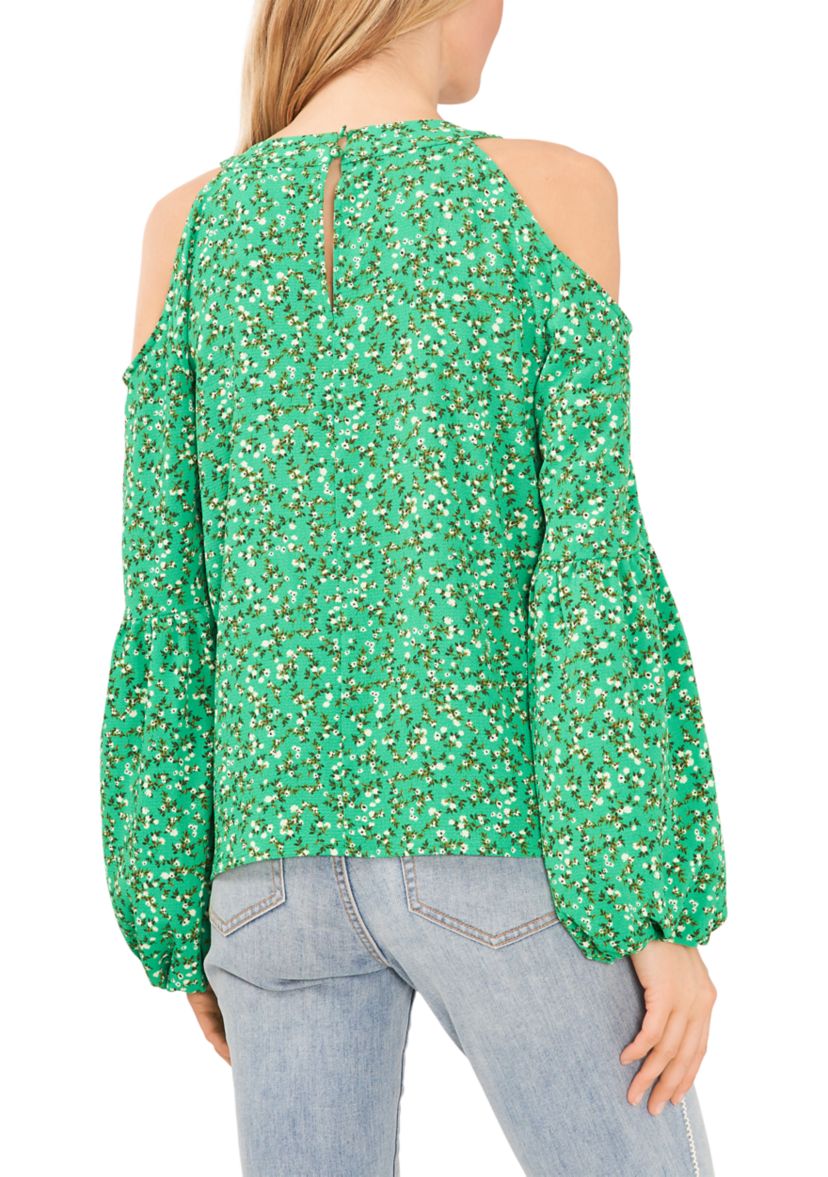 Womens Long Sleeve Cold Shoulder Blouse