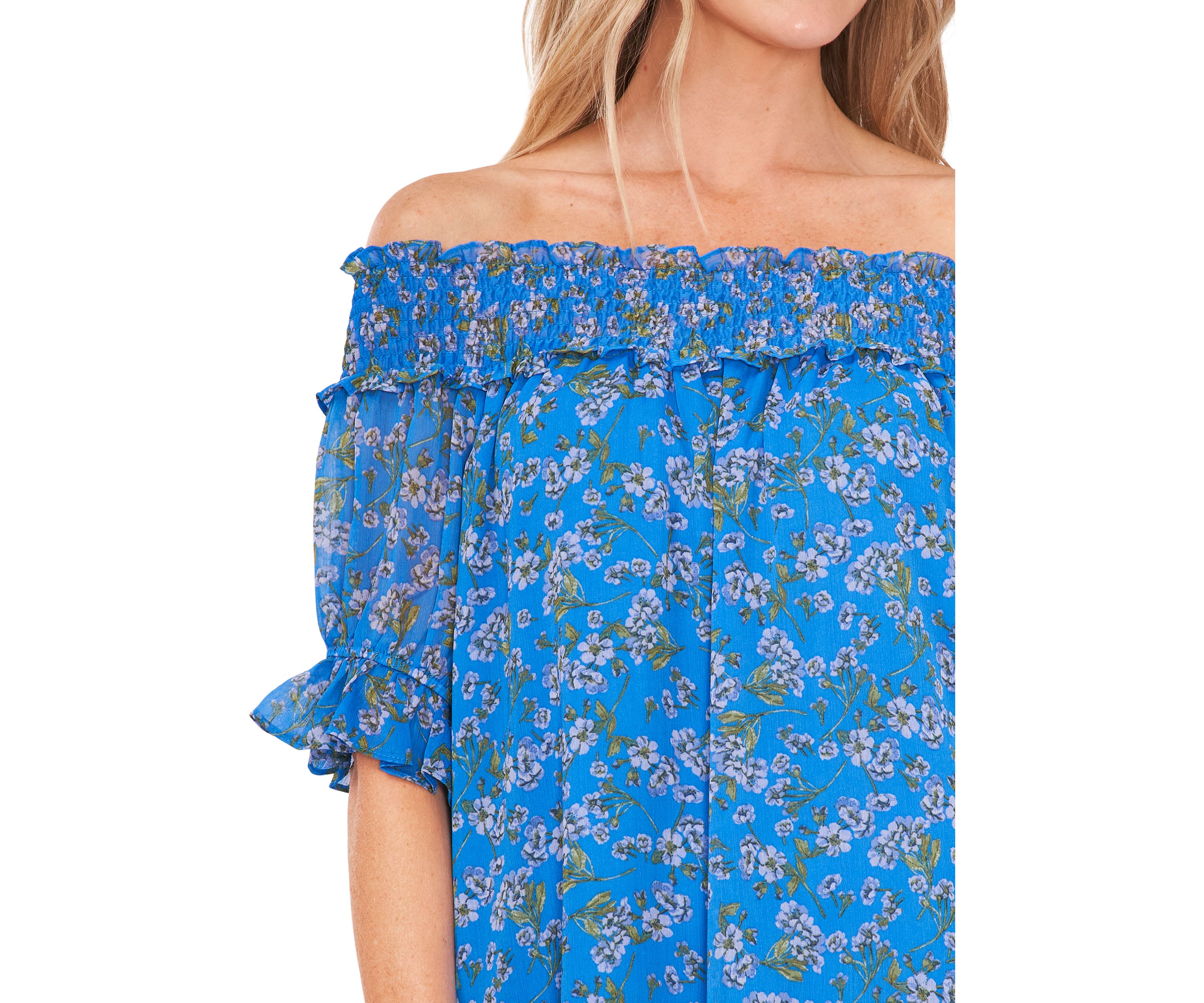 Womens Smocked Off the Shoulder Dress