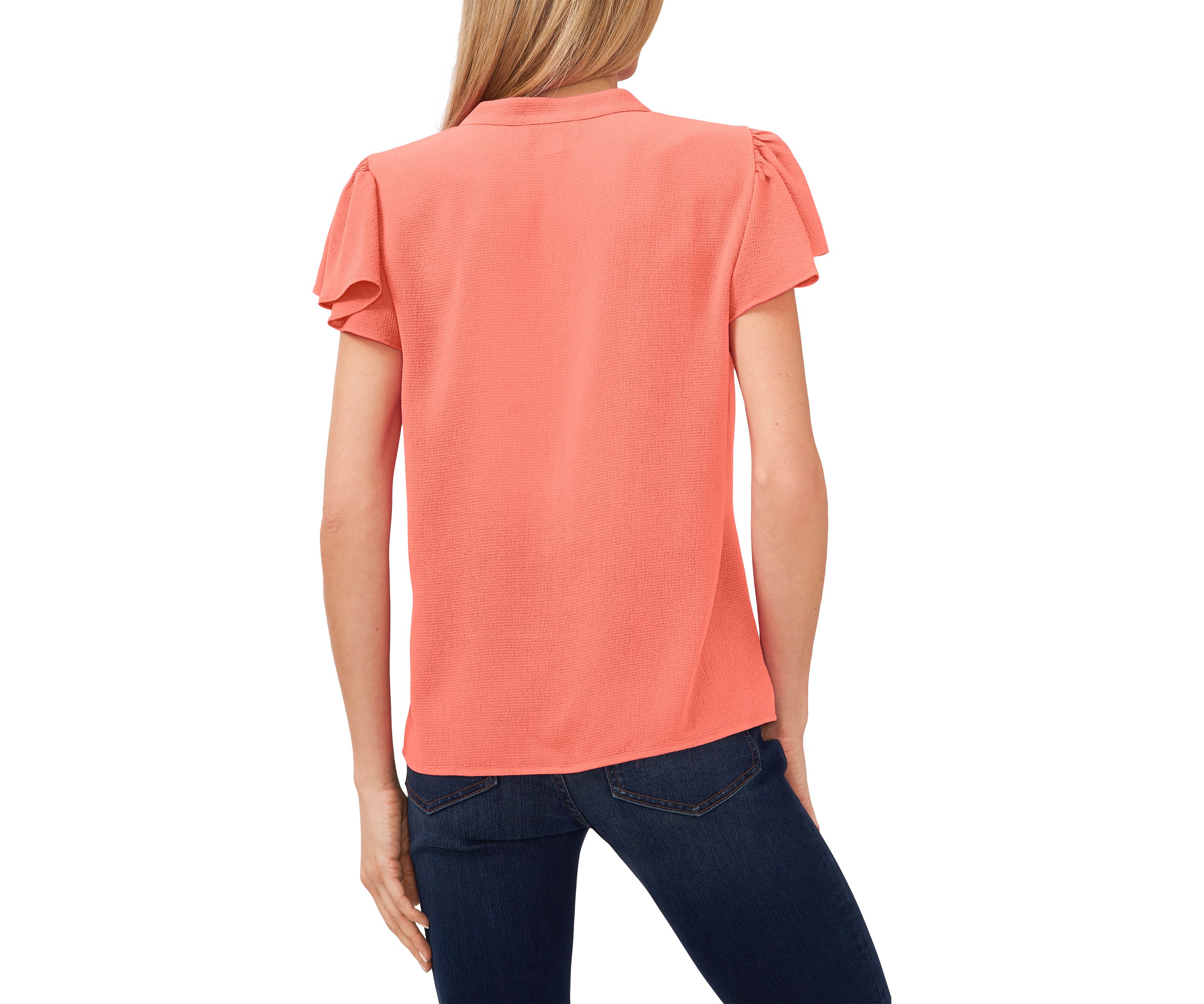 Womens Flutter Sleeve V-Neck Blouse