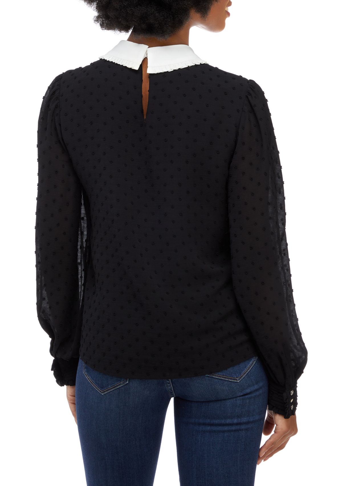 Womens Tie Neck Clip Dot Blouse