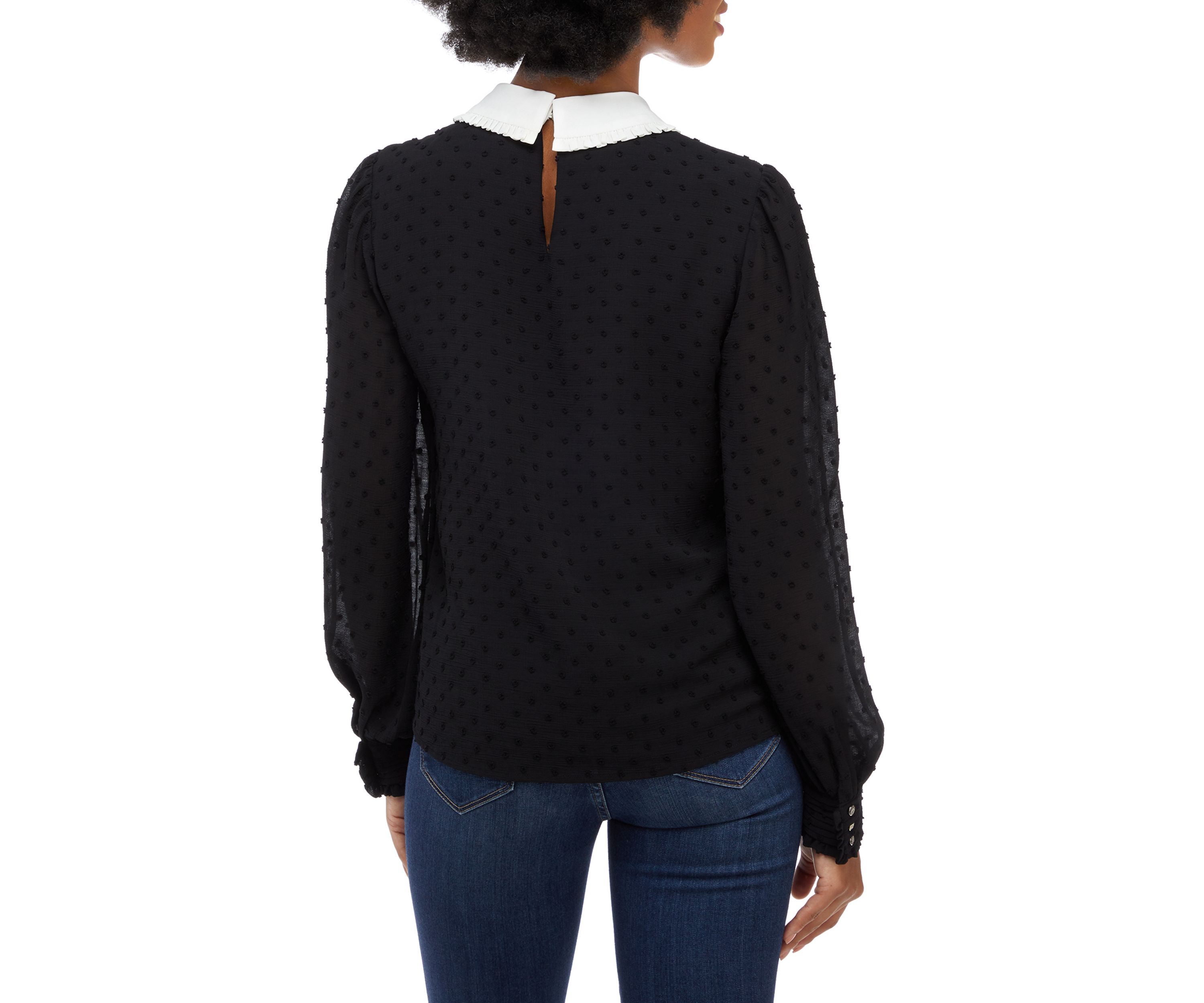 Womens Tie Neck Clip Dot Blouse