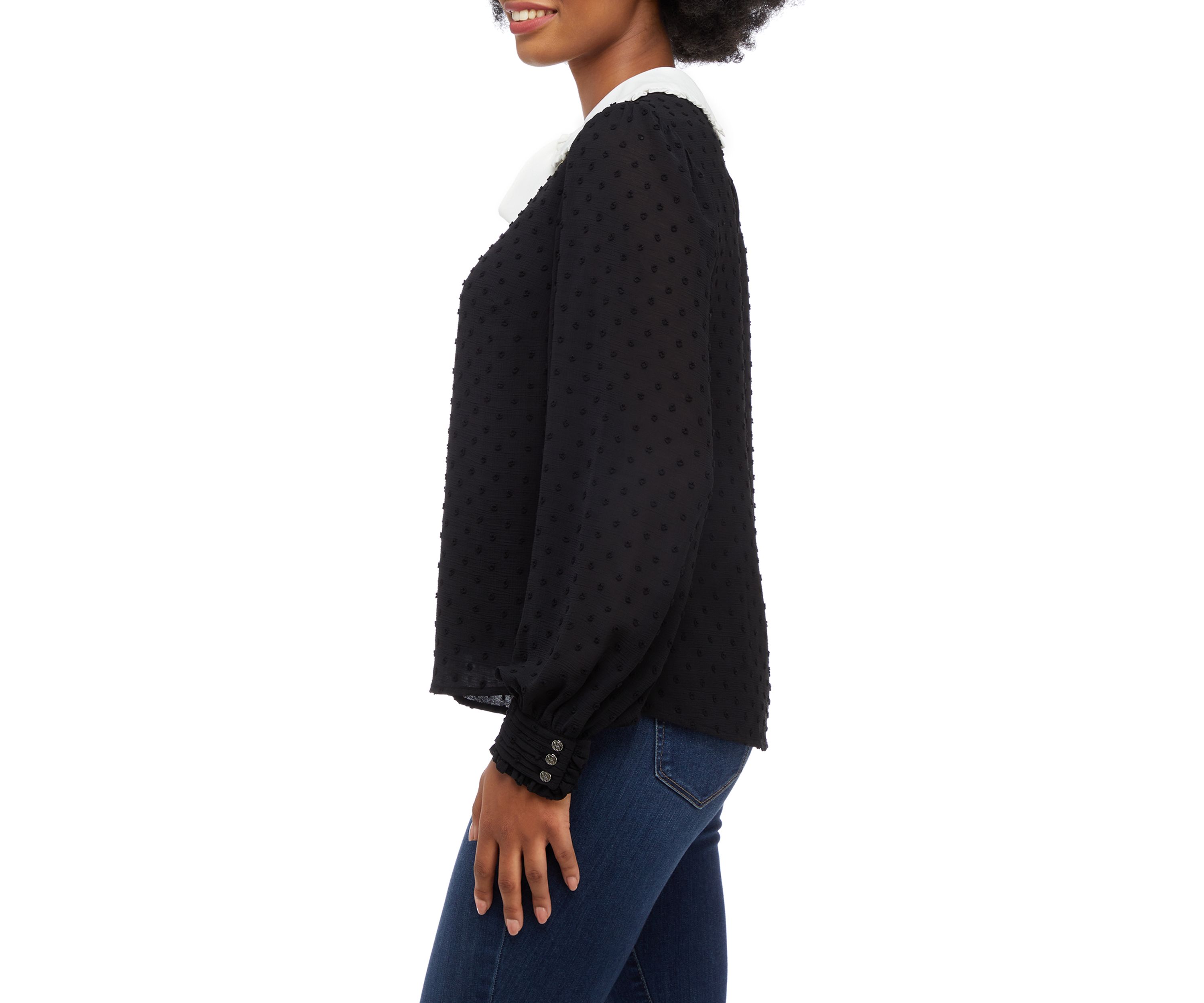 Womens Tie Neck Clip Dot Blouse
