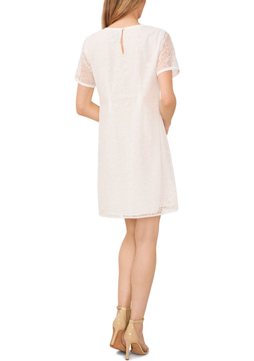 Womens Short Sleeve Embroidered Shift Dress