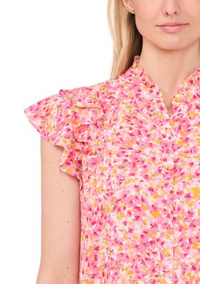 Women's Flutter Sleeve Floral Blouse