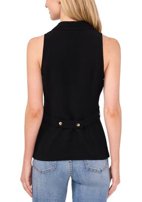 Women's Sleeveless Collared Button Front Blouse