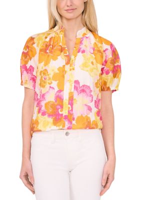 Women's Puff Sleeve Floral Blouse