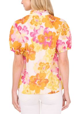 Women's Puff Sleeve Floral Blouse