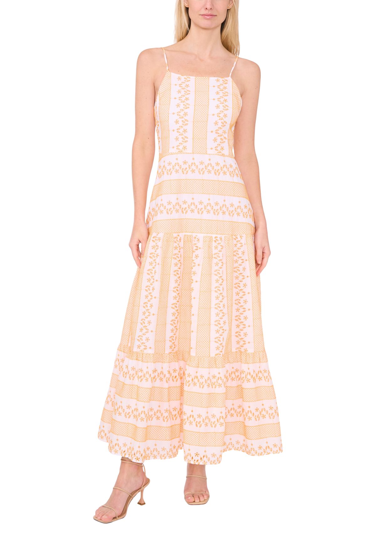 Womens Smock Waist Embroidered Eyelet Dress