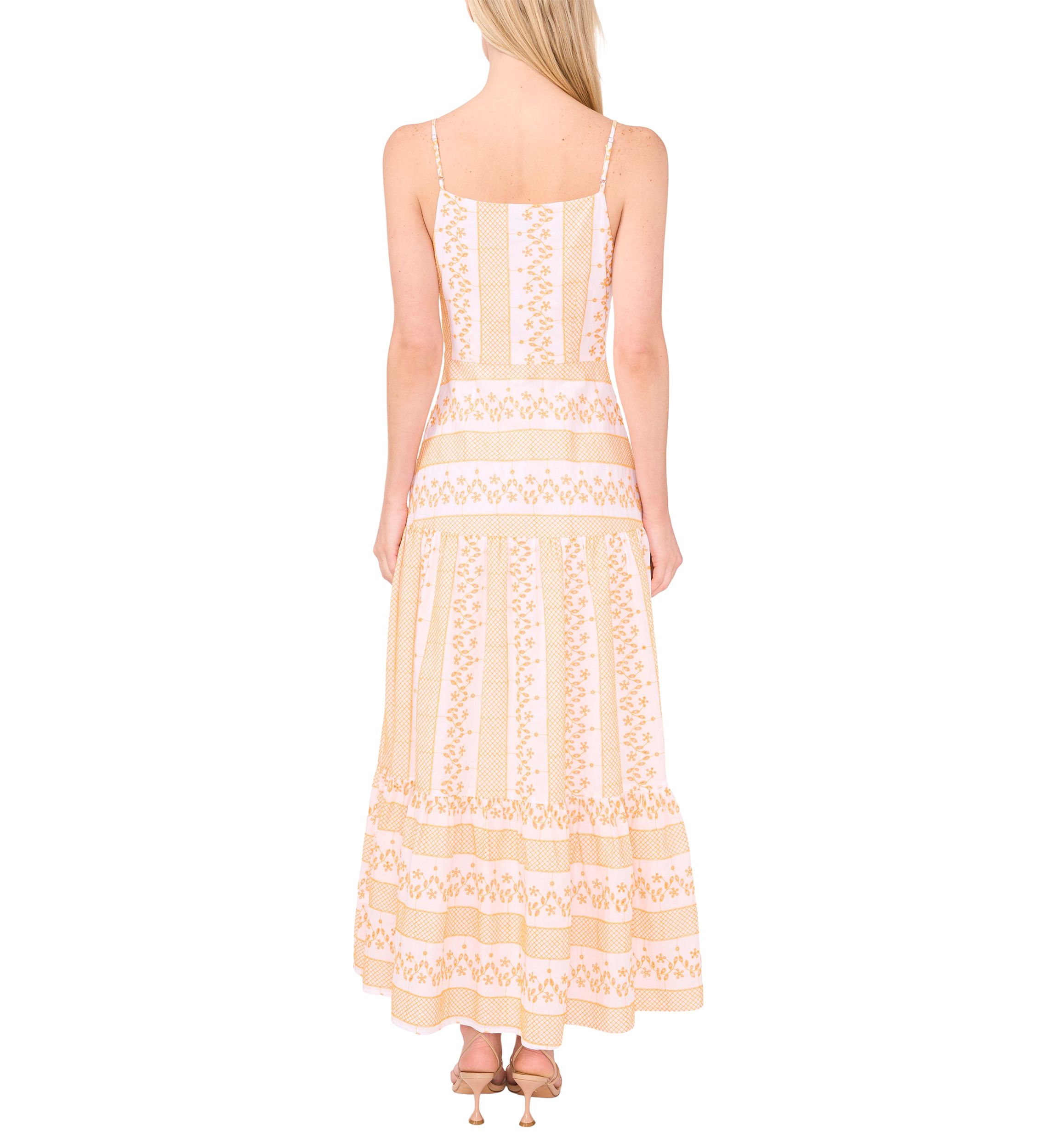 Womens Smock Waist Embroidered Eyelet Dress