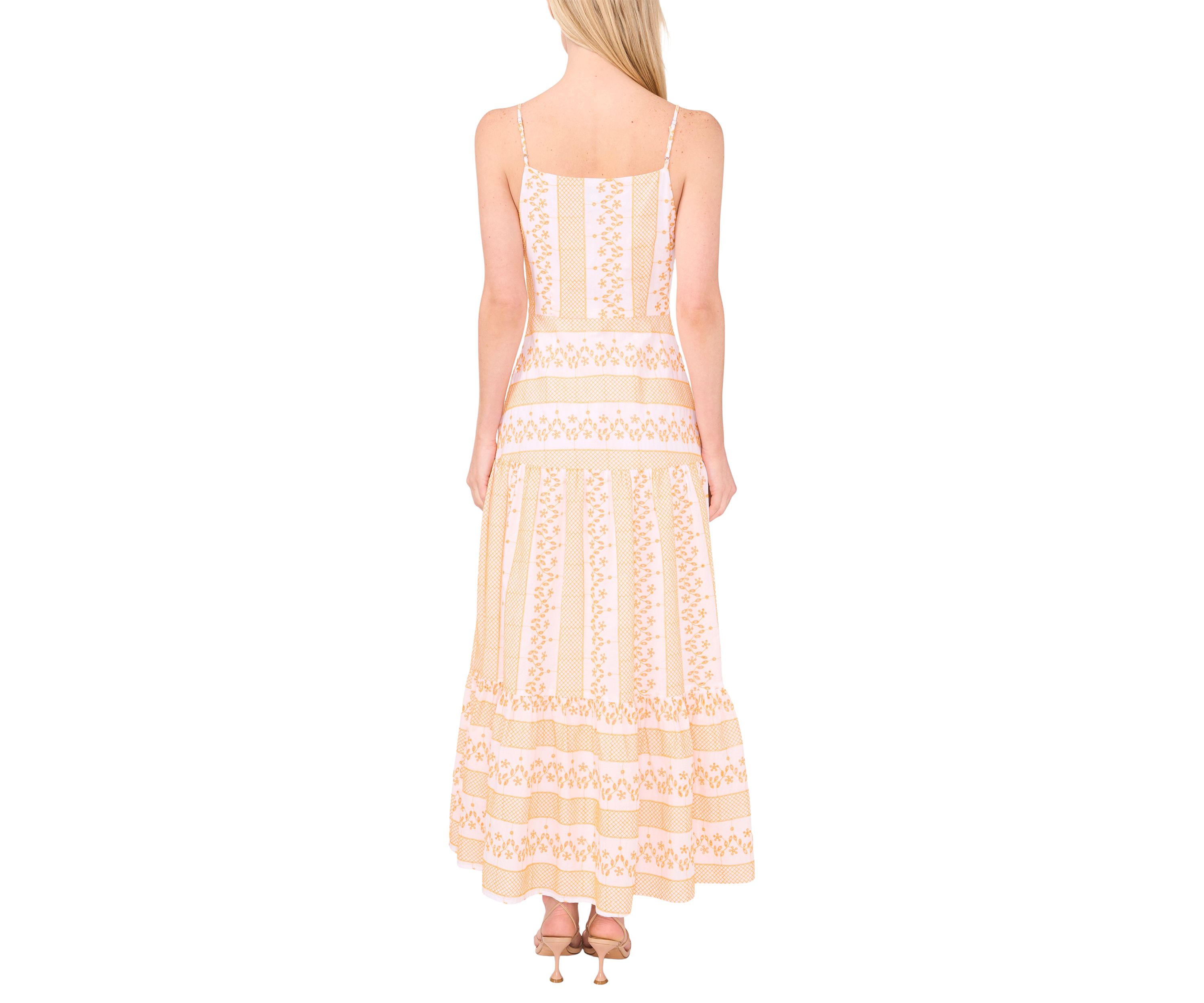 Womens Smock Waist Embroidered Eyelet Dress