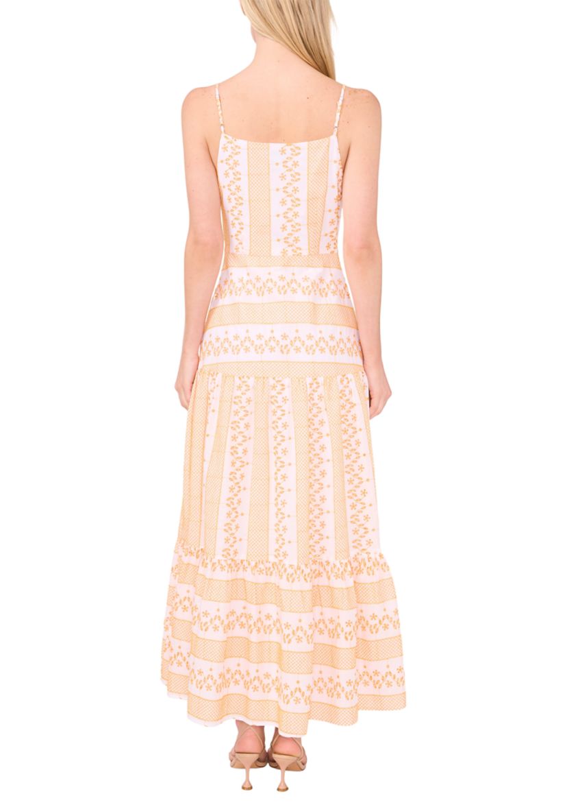Womens Smock Waist Embroidered Eyelet Dress