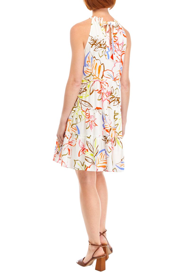 Womens Halter Tier Floral Dress