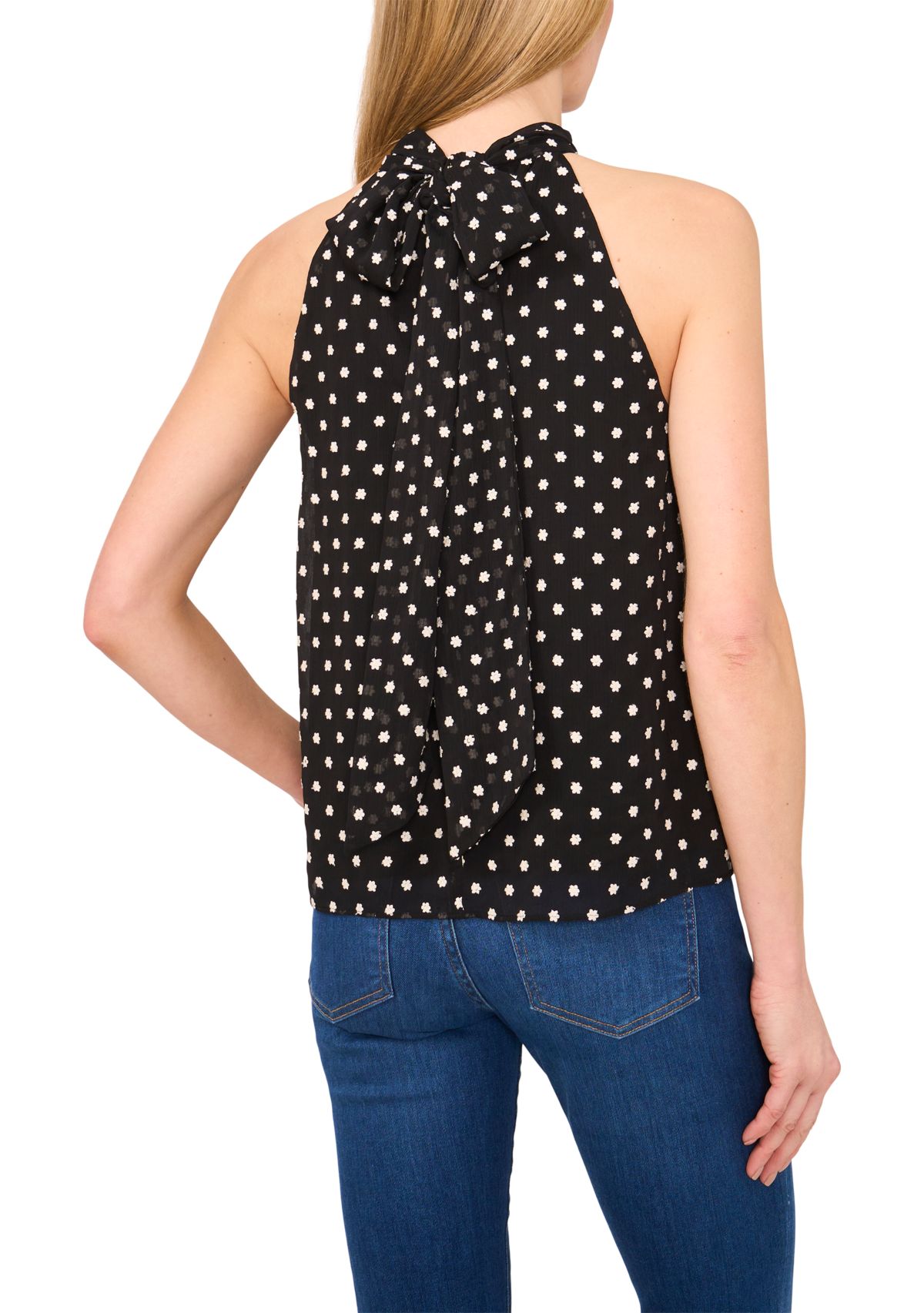 Womens Sleeveless Embroidered Floral Halter Blouse
