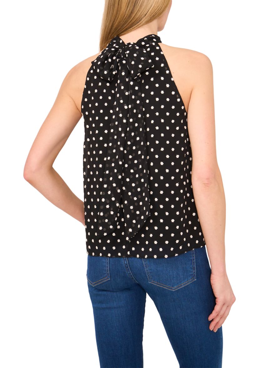 Womens Sleeveless Embroidered Floral Halter Blouse
