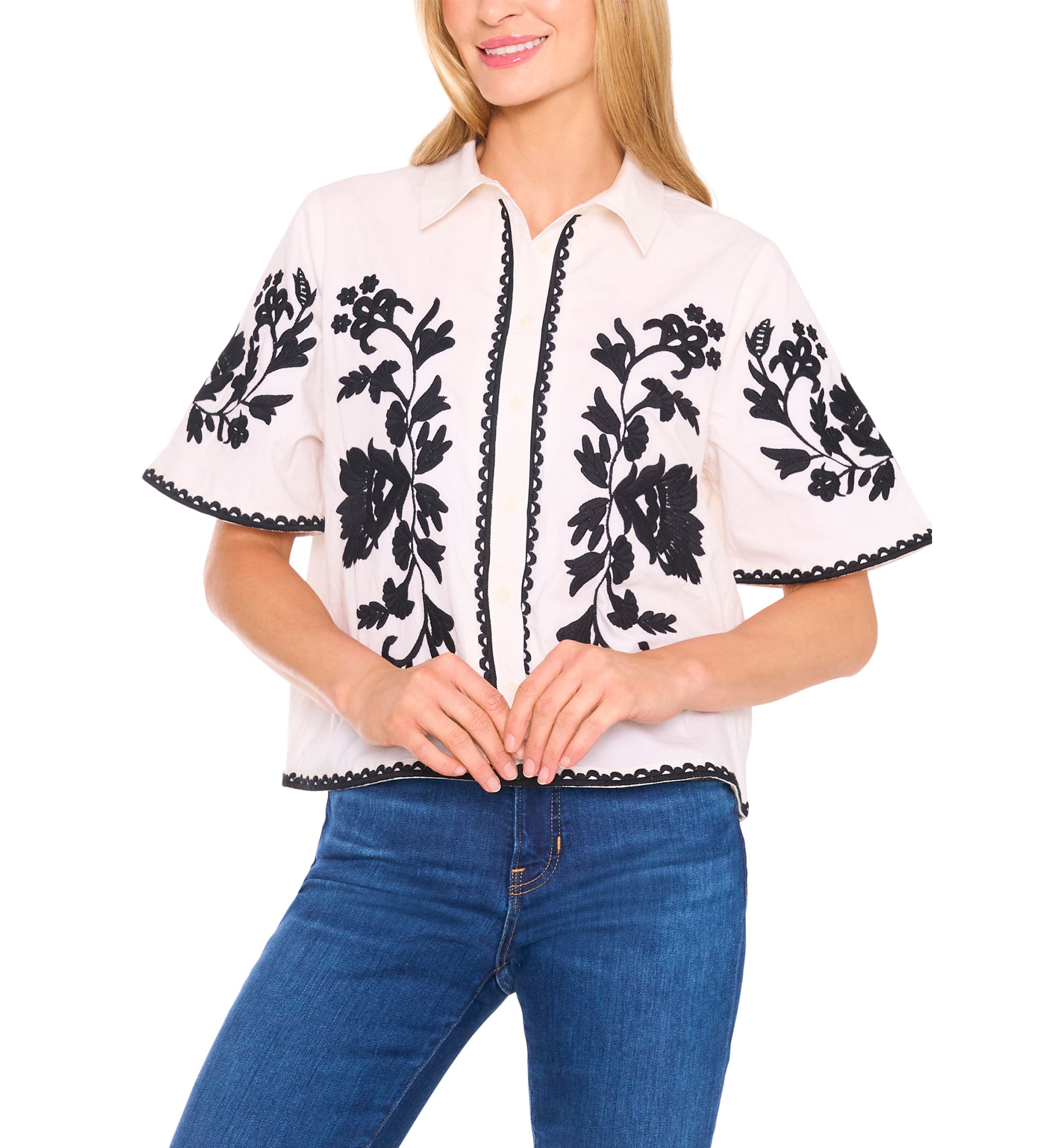 Petite Embroidered Blouse