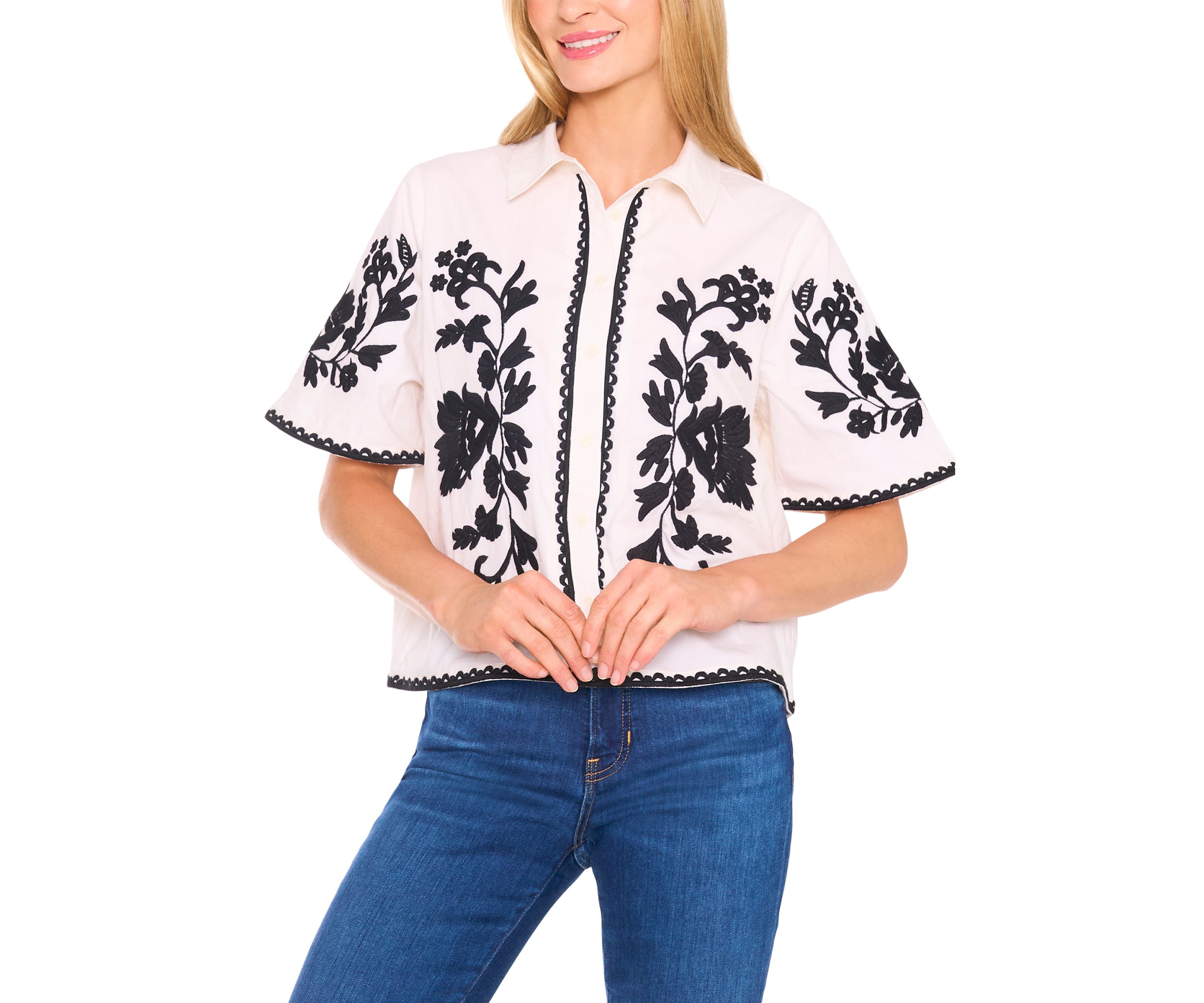 Petite Embroidered Blouse