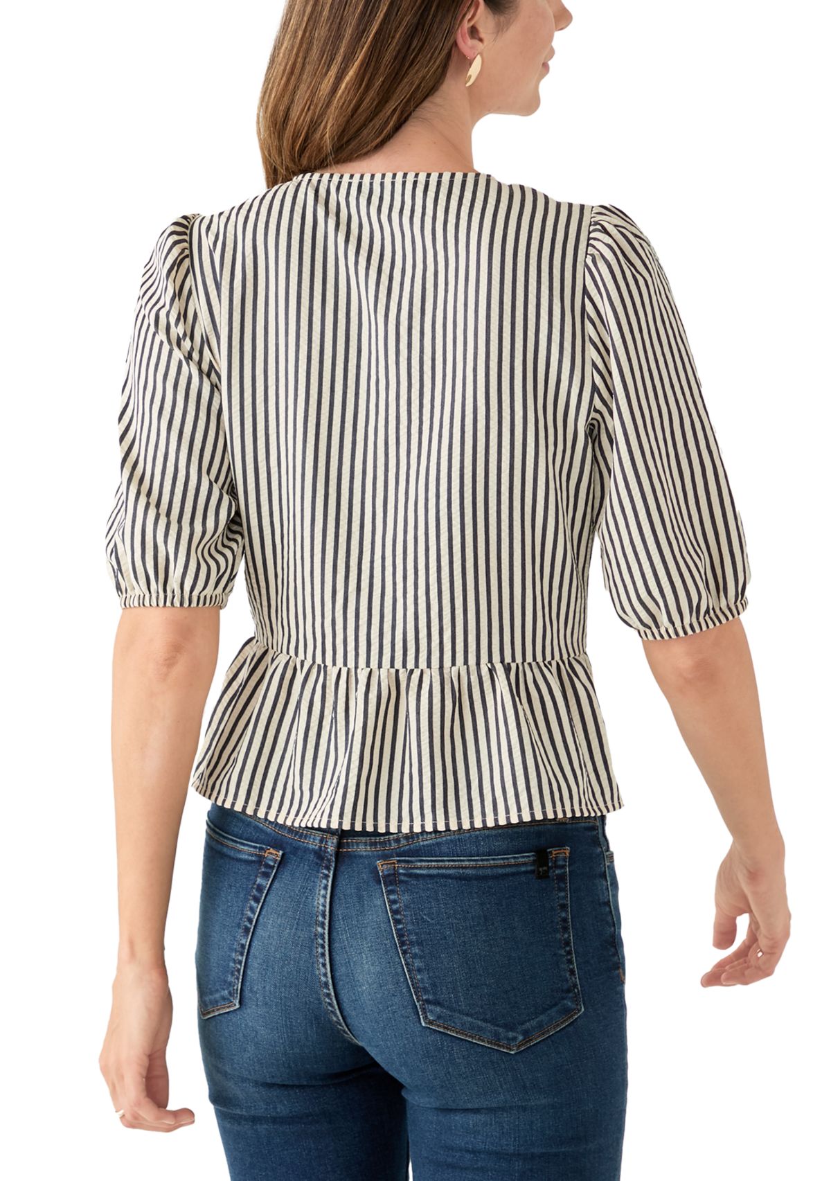 Womens Bow Front Peplum Hem Top