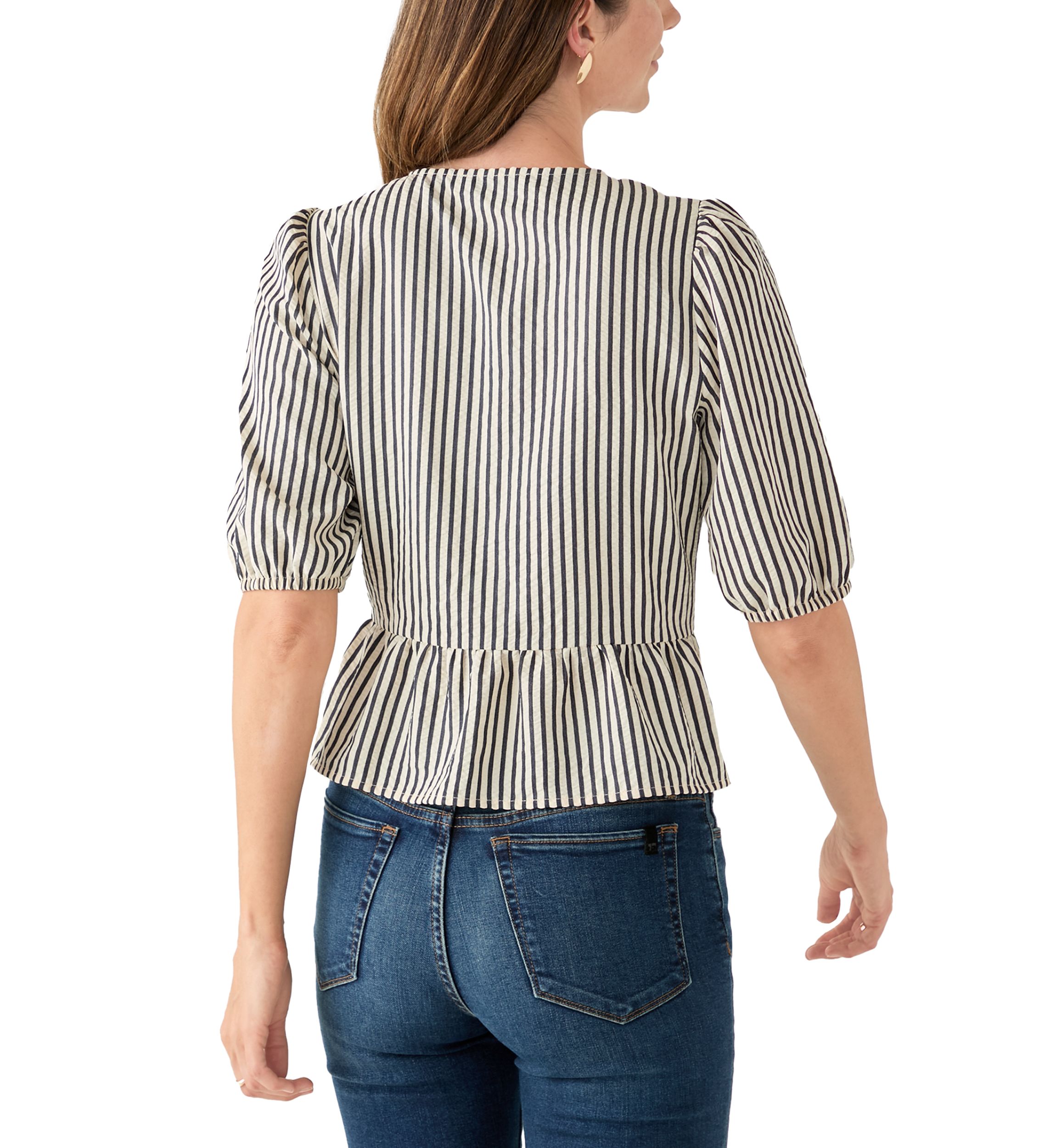 Womens Bow Front Peplum Hem Top
