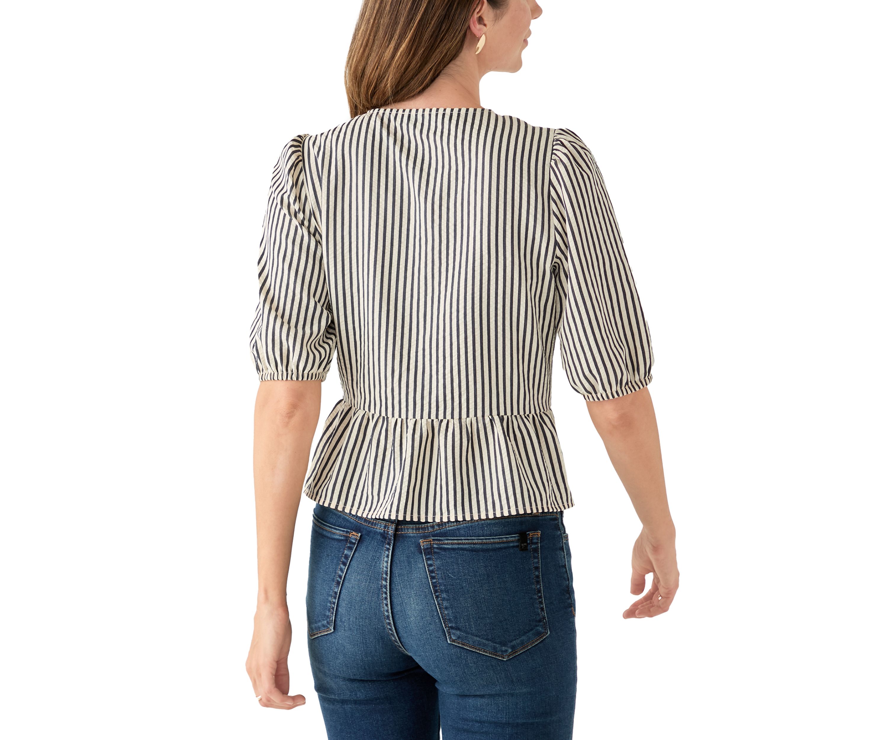 Womens Bow Front Peplum Hem Top
