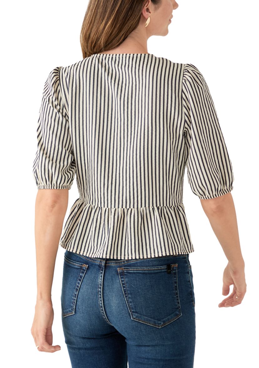 Womens Bow Front Peplum Hem Top