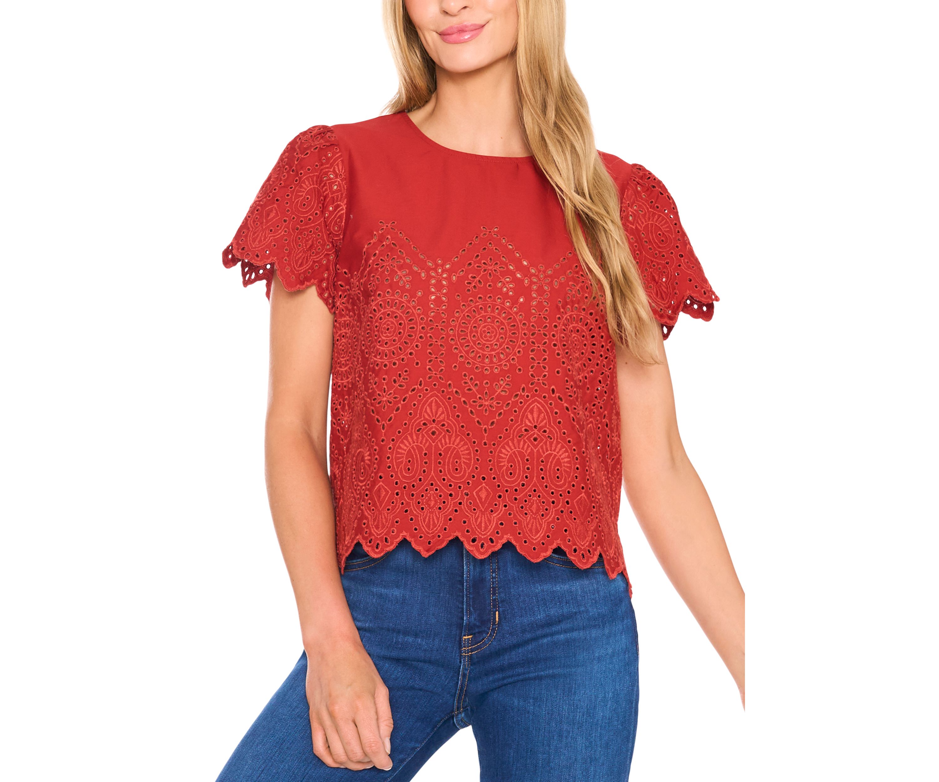 Womens Eyelet Cotton Top