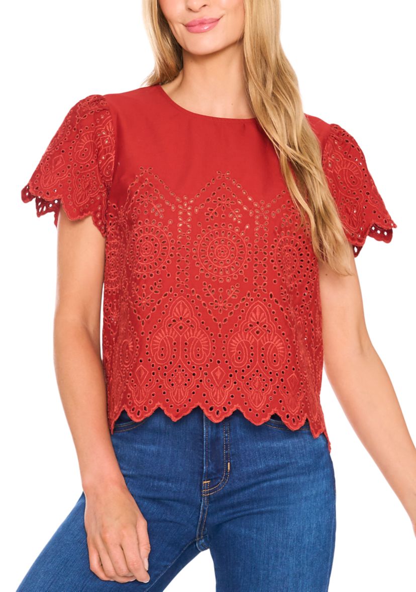 Womens Eyelet Cotton Top